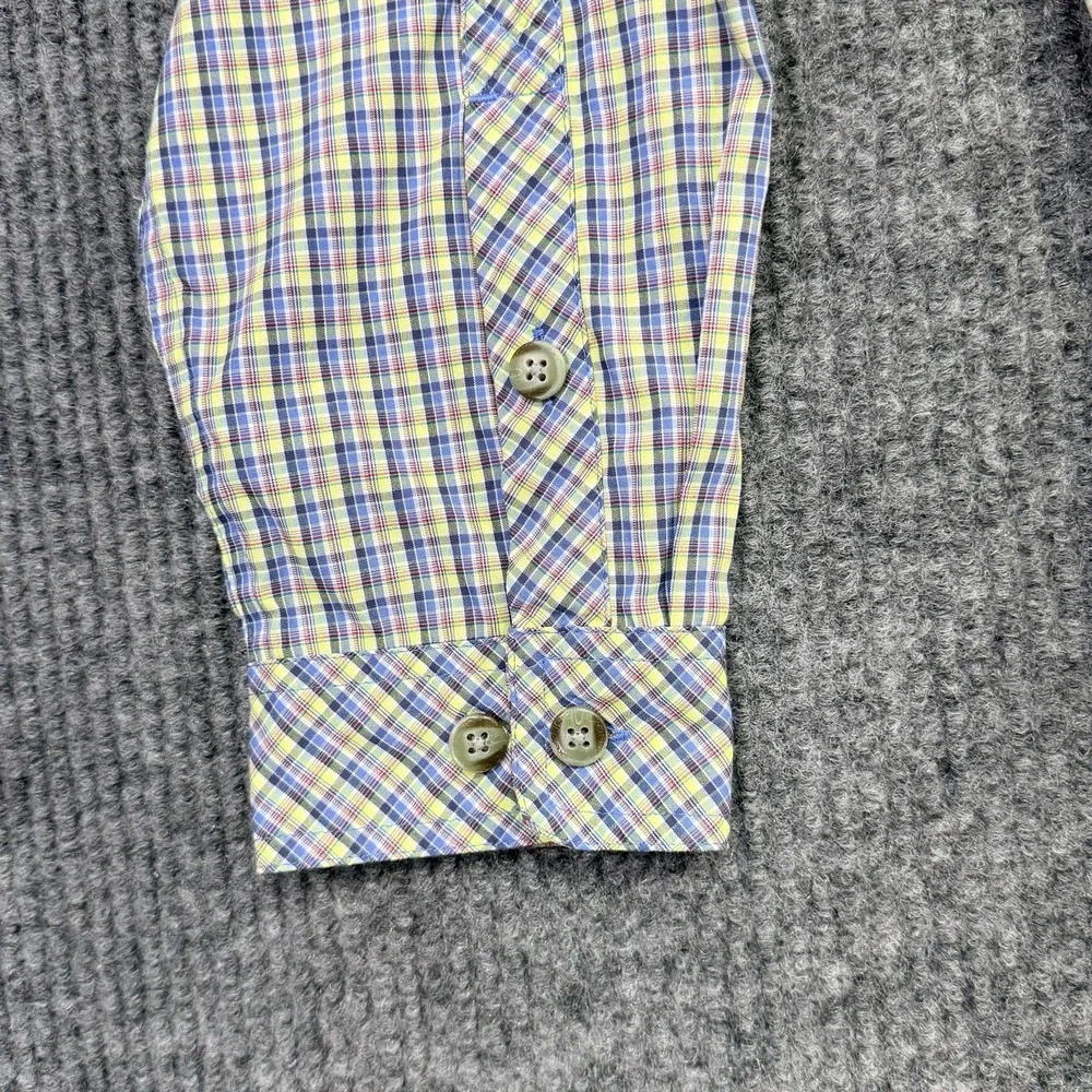ExOfficio Shirt Mens Medium Blue Plaid Vented Back Fishing Button Up Travel